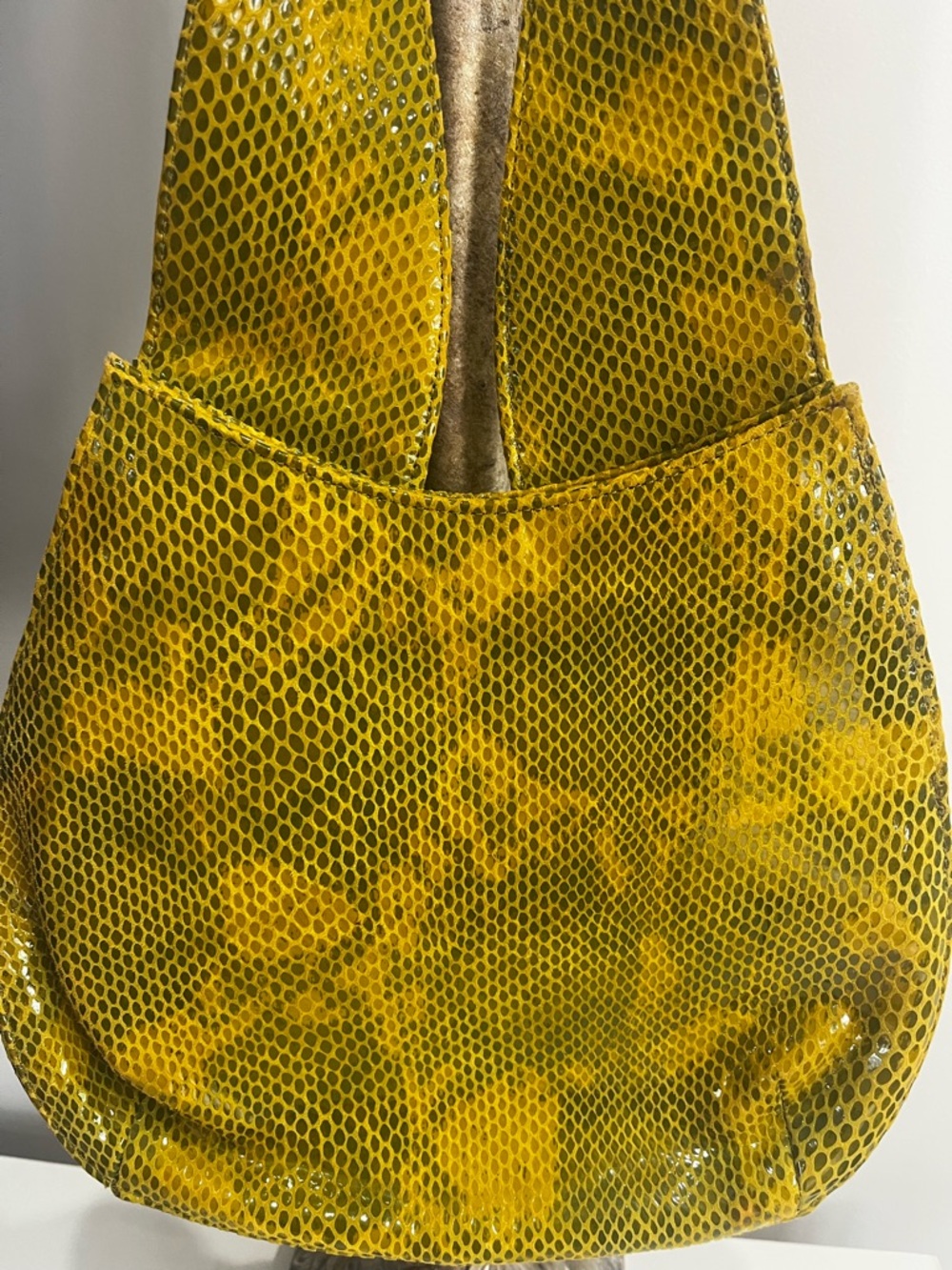 Yellow Snake-Embossed Hobo Bag - Picture 3 of 5
